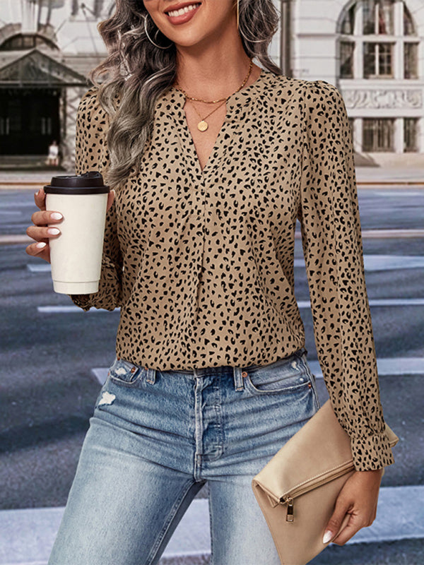 Leopard Print Long Sleeve Blouse