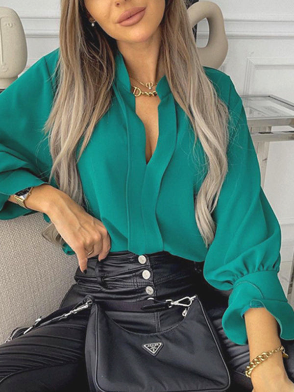 Long Sleeve Chiffon Blouse