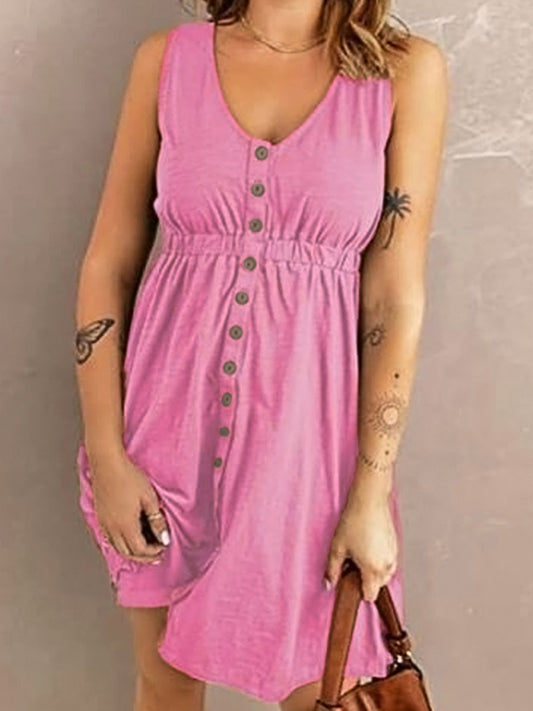 Solid Colour Sleeveless Dress