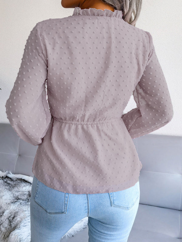 French Dot Chiffon Blouse