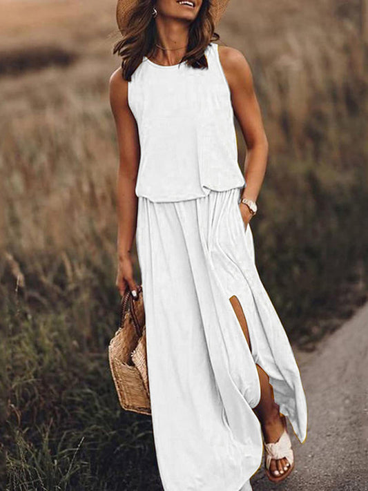 Sleeveless Solid Colour Dress